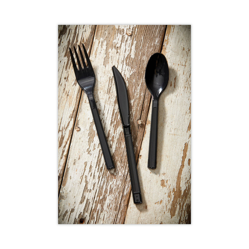 Pactiv Evergreen Meadoware Cutlery, Soup Spoon, Medium Heavy Weight, Black, 1,000/Carton