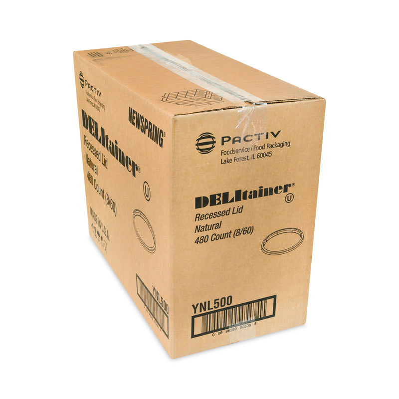 Pactiv Evergreen Newspring DELItainer Microwavable Container Lid, Recessed, 4.55" Diameter x 0.4" h, Translucent, Plastic, 480/Carton