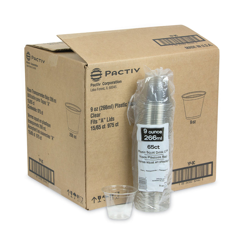 Pactiv Evergreen EarthChoice Recycled Clear Plastic Cold Cups, 9 oz, Clear, 975/Carton
