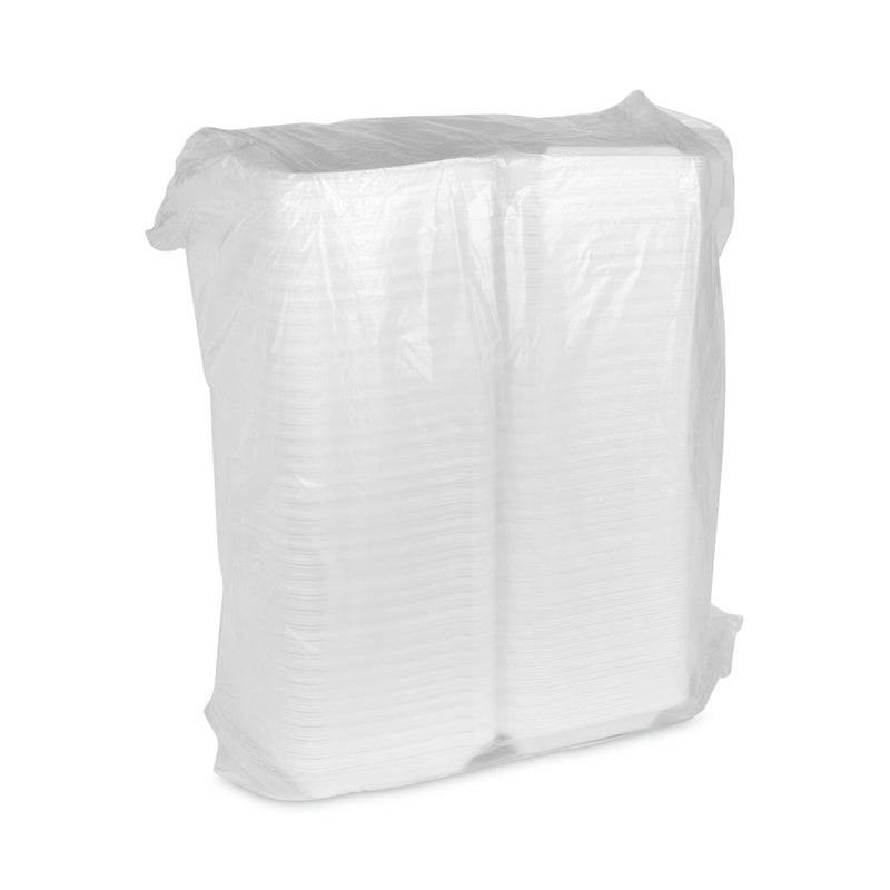 Pactiv Evergreen SmartLock Foam Hinged Lid Container, Medium, 8 x 8 x 3, White, 150/Carton