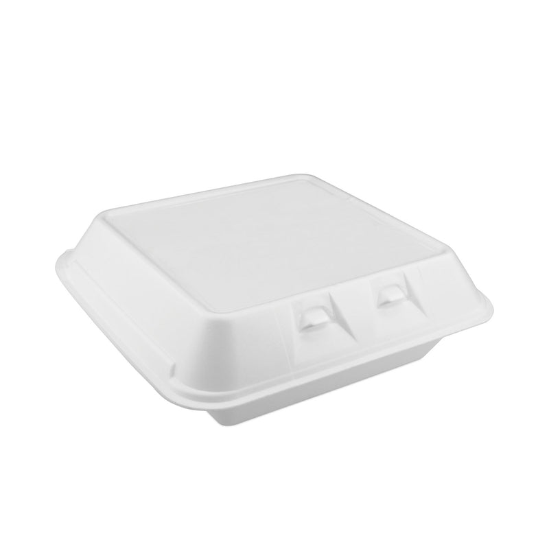 Pactiv Evergreen SmartLock Foam Hinged Lid Container, Large, 3-Compartment, 9 x 9.25 x 3.25, White, 150/Carton