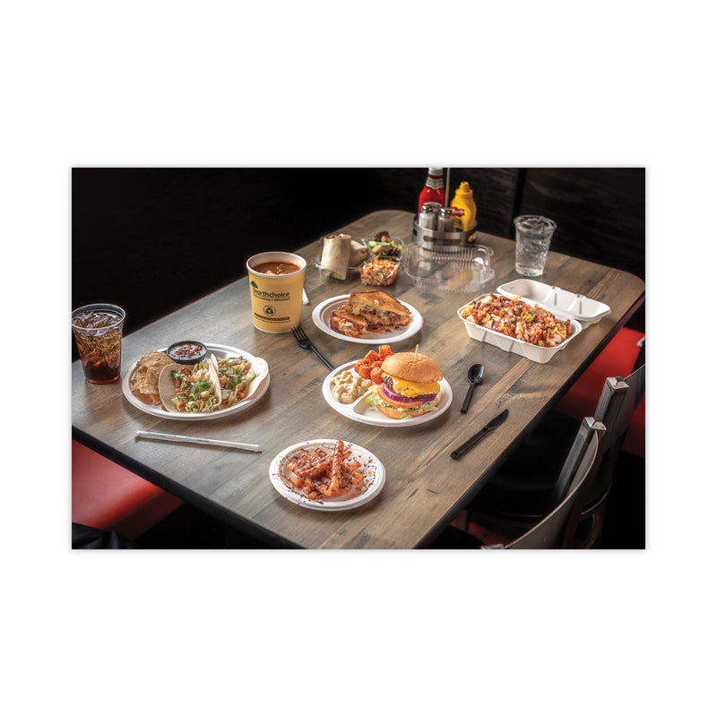 Pactiv Evergreen EarthChoice Bagasse Hinged Lid Container, Dual Tab Lock, 9.1 x 6.1 x 3.3, Natural, Sugarcane, 150/Carton