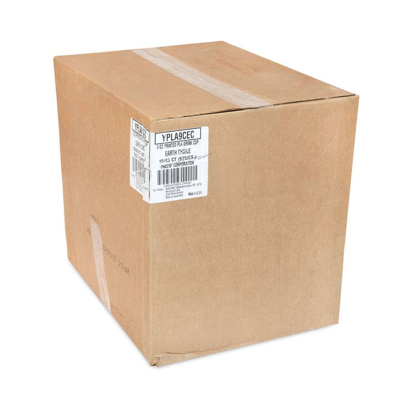 Pactiv Evergreen EarthChoice Compostable Cold Cup, 9 oz, Clear/Printed, 975/Carton