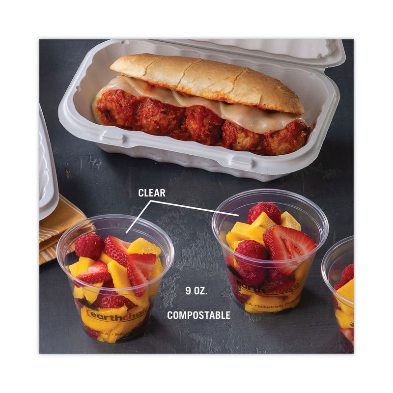 Pactiv Evergreen EarthChoice Compostable Cold Cup, 9 oz, Clear/Printed, 975/Carton