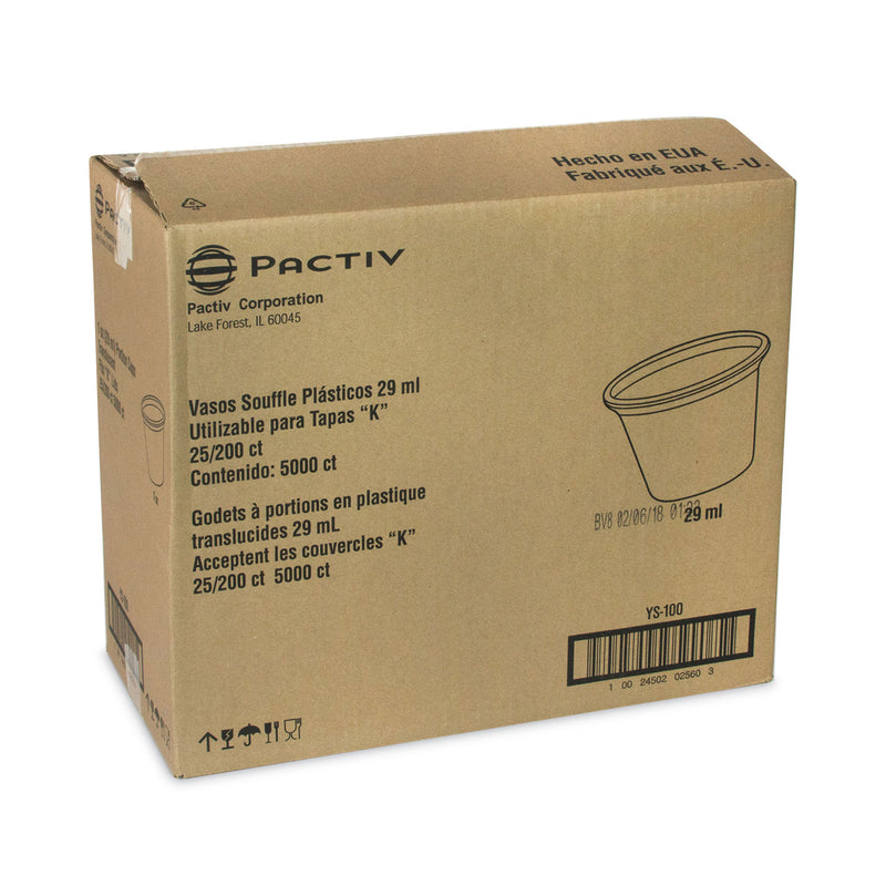 Pactiv Evergreen Plastic Portion Cup, 1 oz, Translucent, 200/Sleeve, 25 Sleeves/Carton