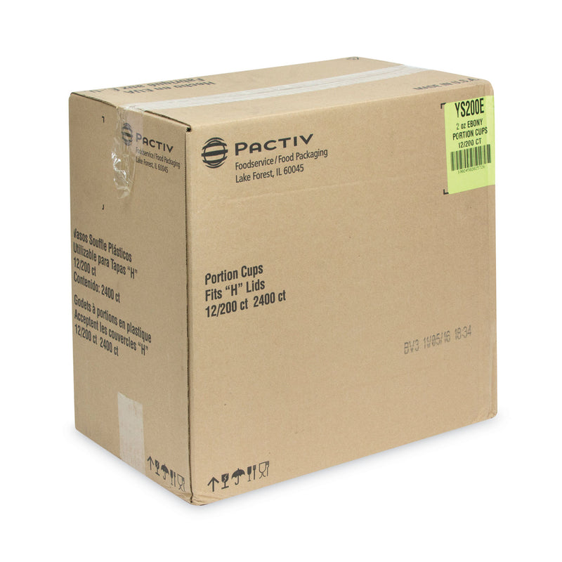 Pactiv Evergreen Plastic Portion Cup, 2 oz, Black, 200/Bag, 12 Bags/Carton