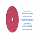 Boardwalk Buffing Floor Pads, 20" Diameter, Red, 5/Carton