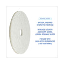 Boardwalk Natural Burnishing Floor Pads, 20" Diameter, White, 5/Carton