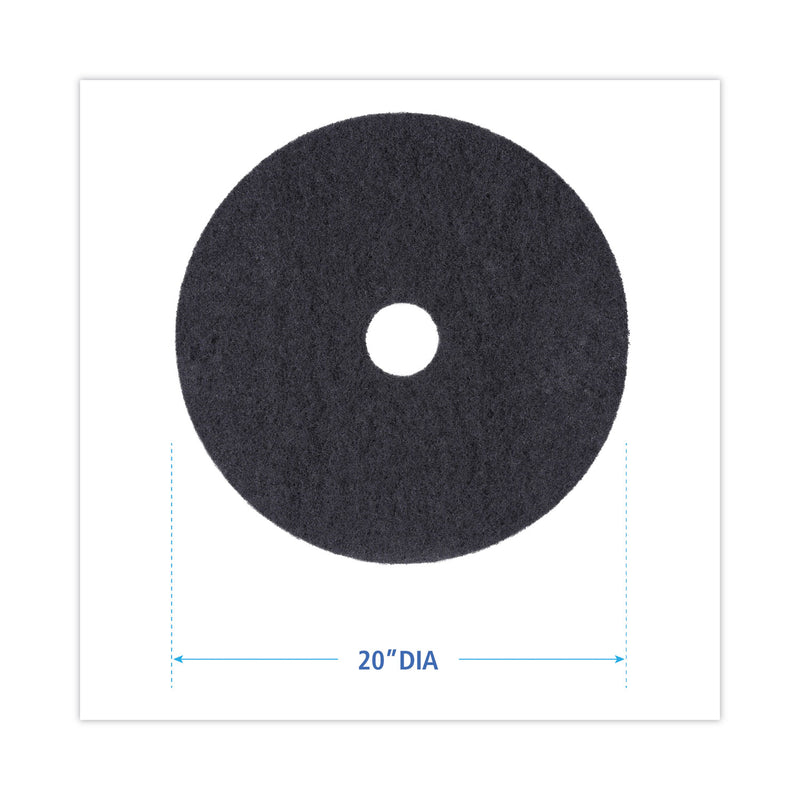 Boardwalk Stripping Floor Pads, 20" Diameter, Black, 5/Carton