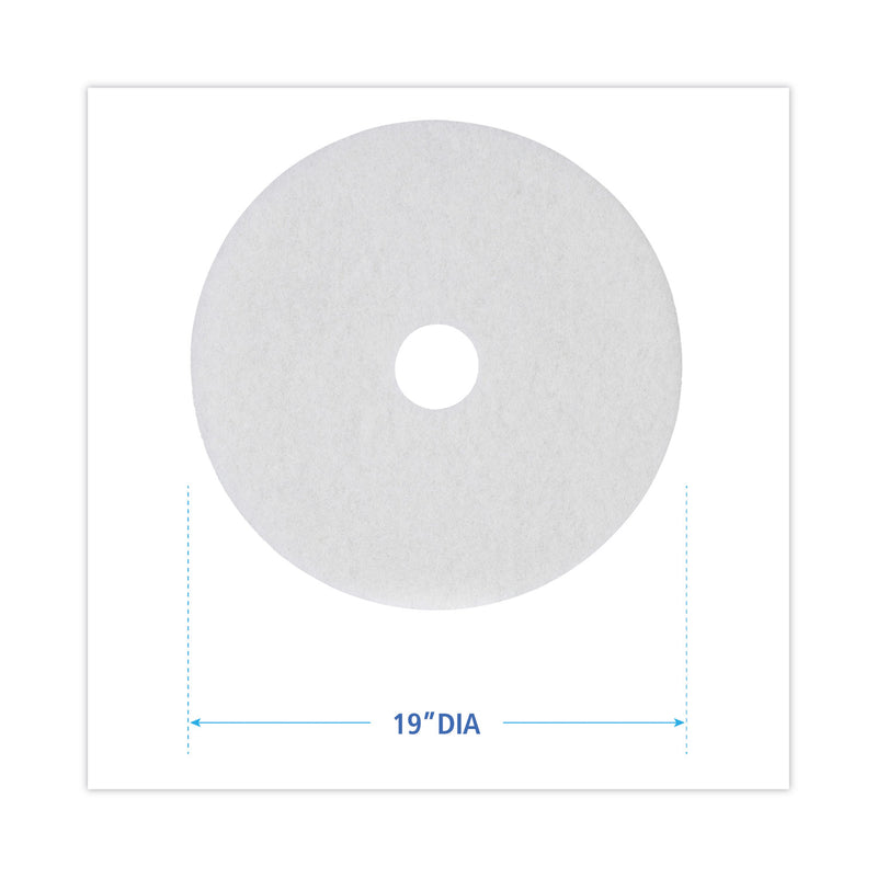 Boardwalk Polishing Floor Pads, 19" Diameter, White, 5/Carton