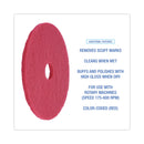 Boardwalk Buffing Floor Pads, 19" Diameter, Red, 5/Carton