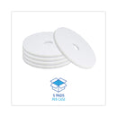 Boardwalk Polishing Floor Pads, 18" Diameter, White, 5/Carton