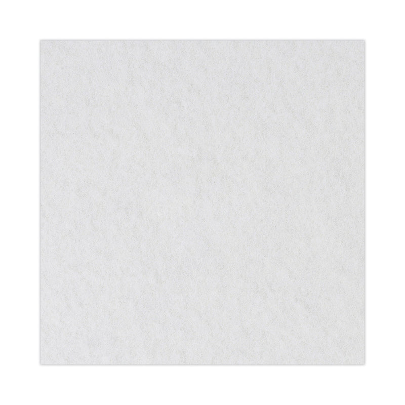 Boardwalk Polishing Floor Pads, 16" Diameter, White, 5/Carton