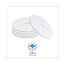 Boardwalk Polishing Floor Pads, 16" Diameter, White, 5/Carton
