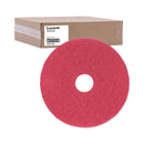 Boardwalk Buffing Floor Pads, 16" Diameter, Red, 5/Carton