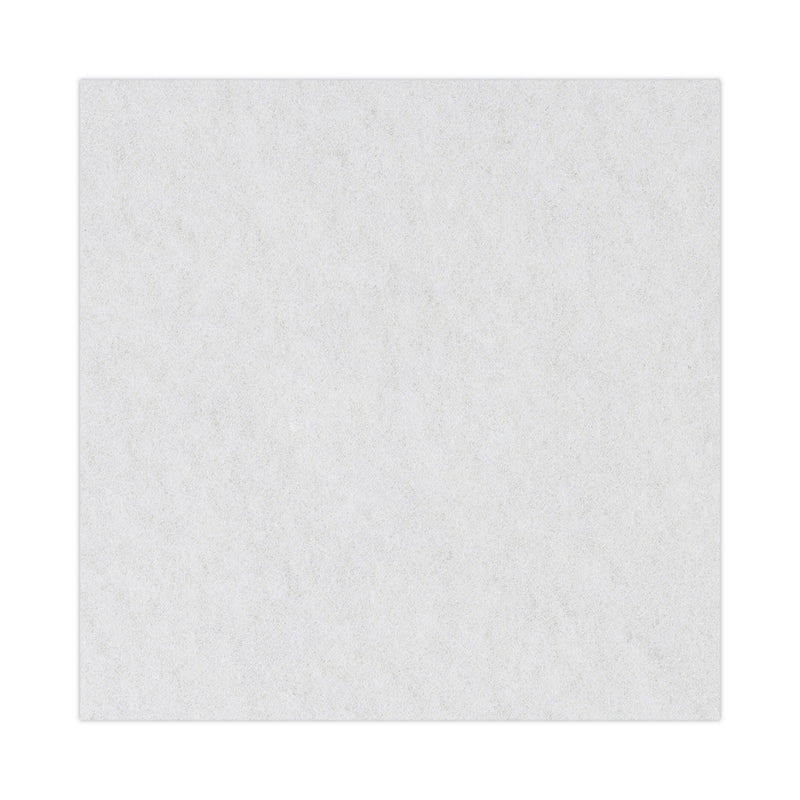 Boardwalk Polishing Floor Pads, 15" Diameter, White, 5/Carton