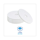 Boardwalk Polishing Floor Pads, 15" Diameter, White, 5/Carton
