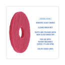 Boardwalk Buffing Floor Pads, 12" Diameter, Red, 5/Carton
