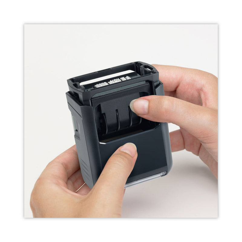 Trodat Printy Economy 5-in-1 Date Stamp, Self-Inking, 1.63" x 1", Blue/Red