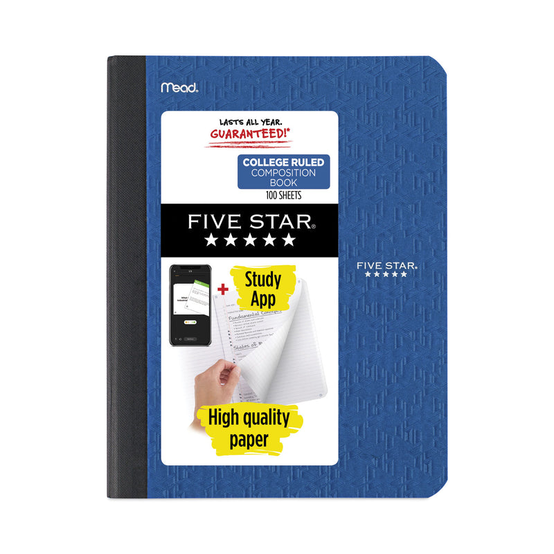 Five Star Composition Book, Medium/College Rule, Randomly Assorted Covers (Black/Blue/Green/Red/Yellow), 9.75 x 7.5, 100 Sheets