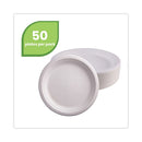 Eco-Products Renewable and Compostable Sugarcane Plates, 9" dia, Natural White, 500/Carton