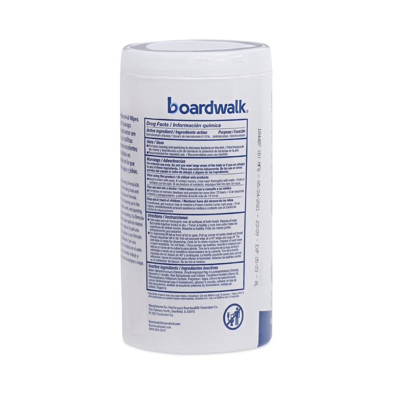 Boardwalk Antibacterial Wipes, 5.4 x 8, Fresh Scent, 75/Canister, 6 Canisters/Carton