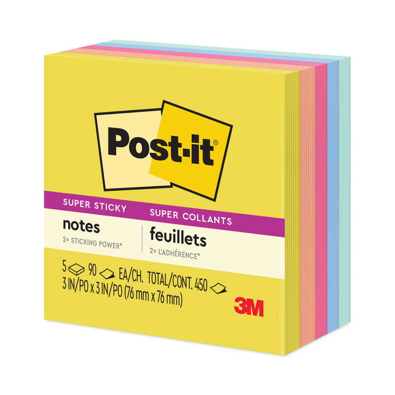 Post-it Note Pads in Summer Joy Collection Colors, 3" x 3", Summer Joy Collection Colors, 90 Sheets/Pad, 5 Pads/Pack