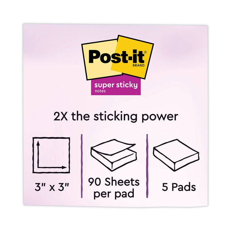 Post-it Note Pads in Summer Joy Collection Colors, 3" x 3", Summer Joy Collection Colors, 90 Sheets/Pad, 5 Pads/Pack