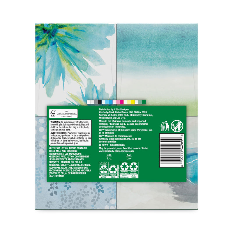 Kleenex Lotion Facial Tissue, 3-Ply, White, 60 Sheets/Box, 4 Boxes/Pack, 2 Packs/Carton