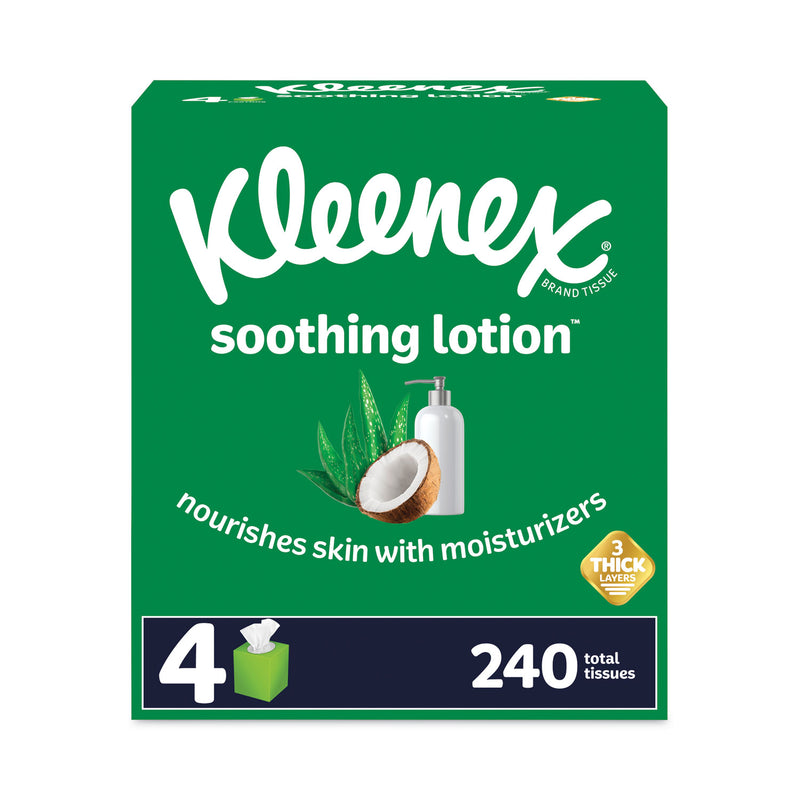 Kleenex Lotion Facial Tissue, 3-Ply, White, 60 Sheets/Box, 4 Boxes/Pack, 2 Packs/Carton