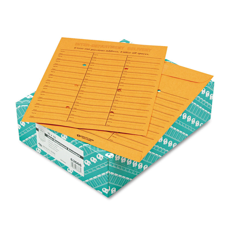 Quality Park Brown Kraft Redi-Tac Box-Style Interoffice Envelope,