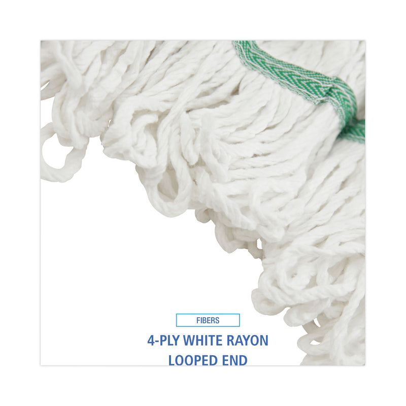 Boardwalk Loop End Rayon Mop Head, Rayon, Medium, 14 oz, White, Dozen