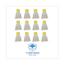 Boardwalk Super Loop Wet Mop Head, Cotton/Synthetic Fiber, 5" Headband, Small Size, White, 12/Carton