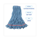 Boardwalk Super Loop Wet Mop Head, Cotton/Synthetic Fiber, 1" Headband, Large Size, Blue, 12/Carton