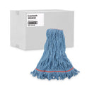 Boardwalk Super Loop Wet Mop Head, Cotton/Synthetic Fiber, 1" Headband, Large Size, Blue, 12/Carton