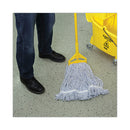 Boardwalk Mop Head, Floor Finish, Narrow, Rayon/Polyester, Medium, White/Blue, 12/Carton