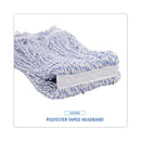 Boardwalk Mop Head, Floor Finish, Narrow, Rayon/Polyester, Large, White/Blue, 12/Carton