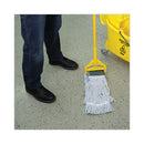 Boardwalk Mop Head, Floor Finish, Wide, Rayon/Polyester, Medium, White/Blue, 12/Carton