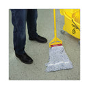 Boardwalk Mop Head, Floor Finish, Wide, Rayon/Polyester, Large, White/Blue, 12/Carton