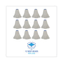 Boardwalk Cut-End Lie-Flat Wet Mop Head, Rayon, 16oz, White, 12/Carton