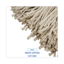 Boardwalk Cut-End Lie-Flat Wet Mop Head, Cotton, 24oz, White, 12/Carton