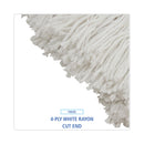 Boardwalk Cut-End Lie-Flat Wet Mop Head, Rayon, 24oz, White, 12/Carton