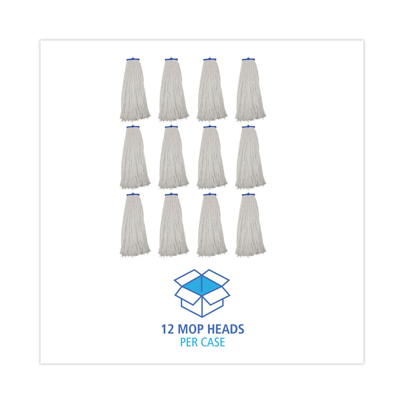 Boardwalk Mop Head, Economical Lie-Flat Head, Rayon Fiber, 32-Oz., White, 12/Carton