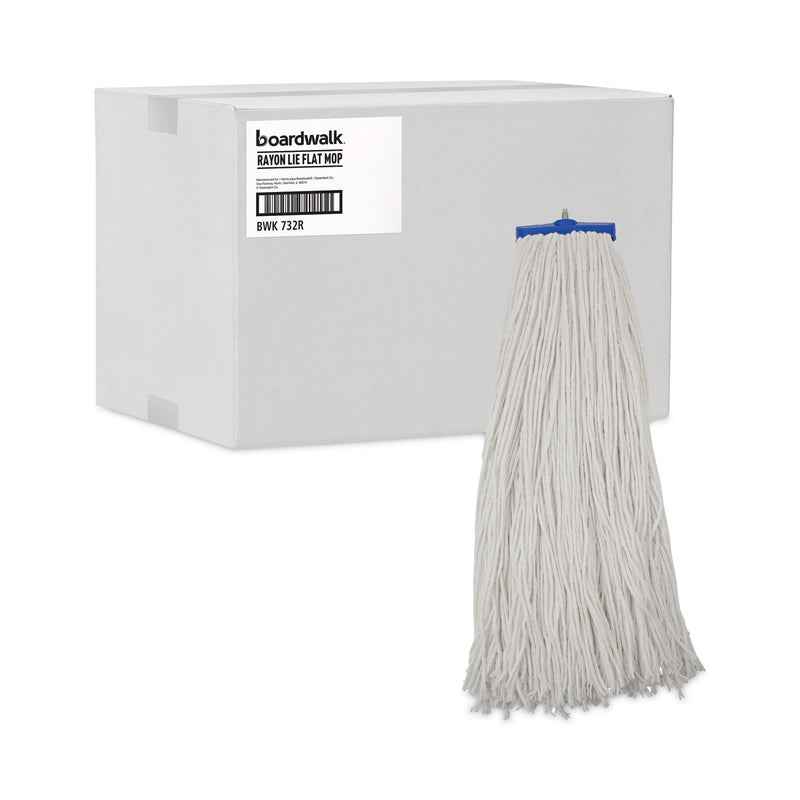 Boardwalk Mop Head, Economical Lie-Flat Head, Rayon Fiber, 32-Oz., White, 12/Carton
