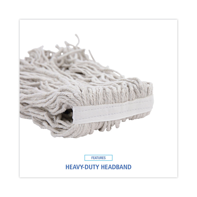 Boardwalk Banded Mop Head, Cotton, Cut-End, White, 16 oz, 12/Carton