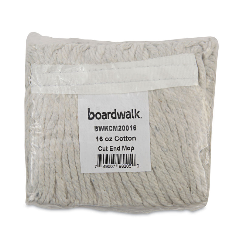 Boardwalk Banded Mop Head, Cotton, Cut-End, White, 16 oz, 12/Carton