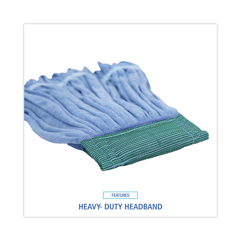 Boardwalk Microfiber Looped-End Wet Mop Heads, Medium, Blue, 12/Carton, 12/Carton