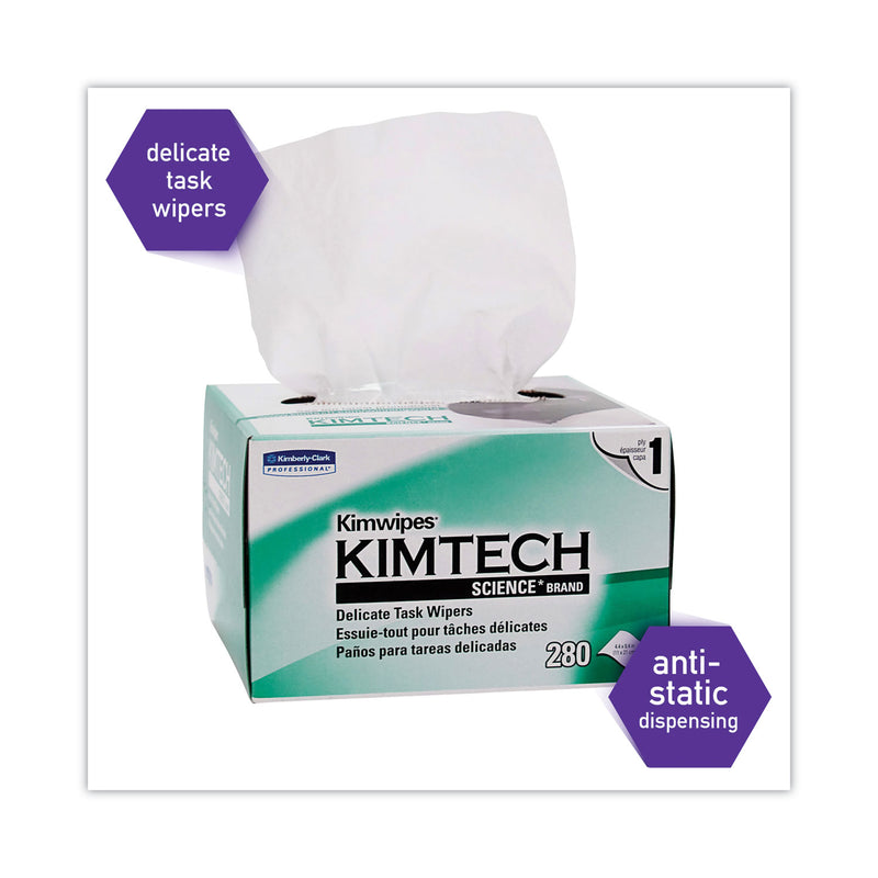 Kimtech Kimwipes Delicate Task Wipers, 1-Ply, 4.4 x 8.4, 280/Box, 30 Boxes/Carton