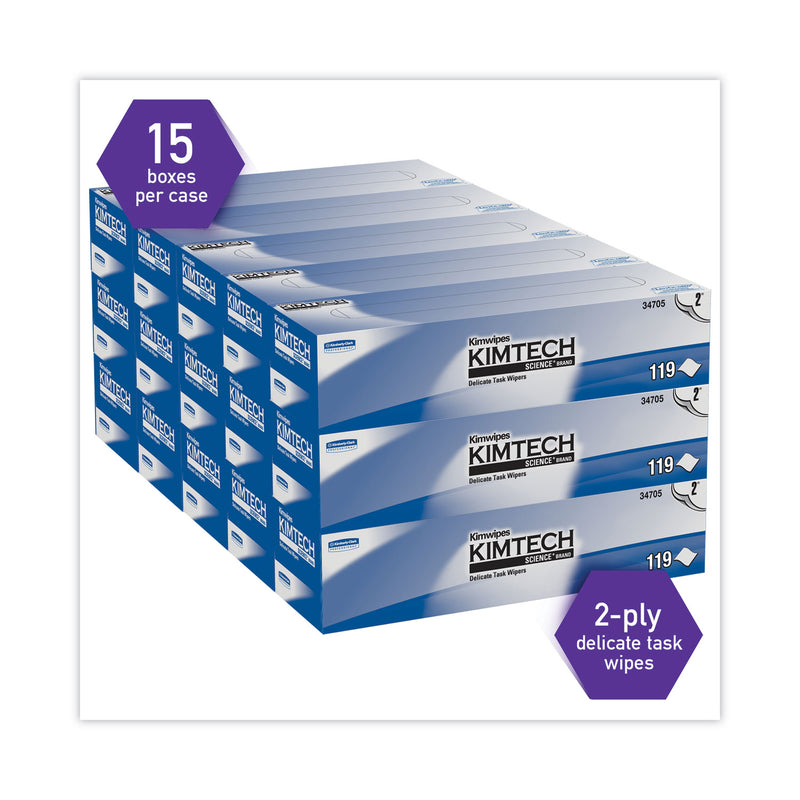 Kimtech Kimwipes Delicate Task Wipers, 2-Ply, 11.8 x 11.8, 120/Box, 15 Boxes/Carton