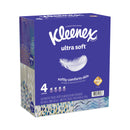 Kleenex Ultra Soft Facial Tissue, 3-Ply, White, 60 Sheets/Box, 4 Boxes/Pack, 3 Packs/Carton